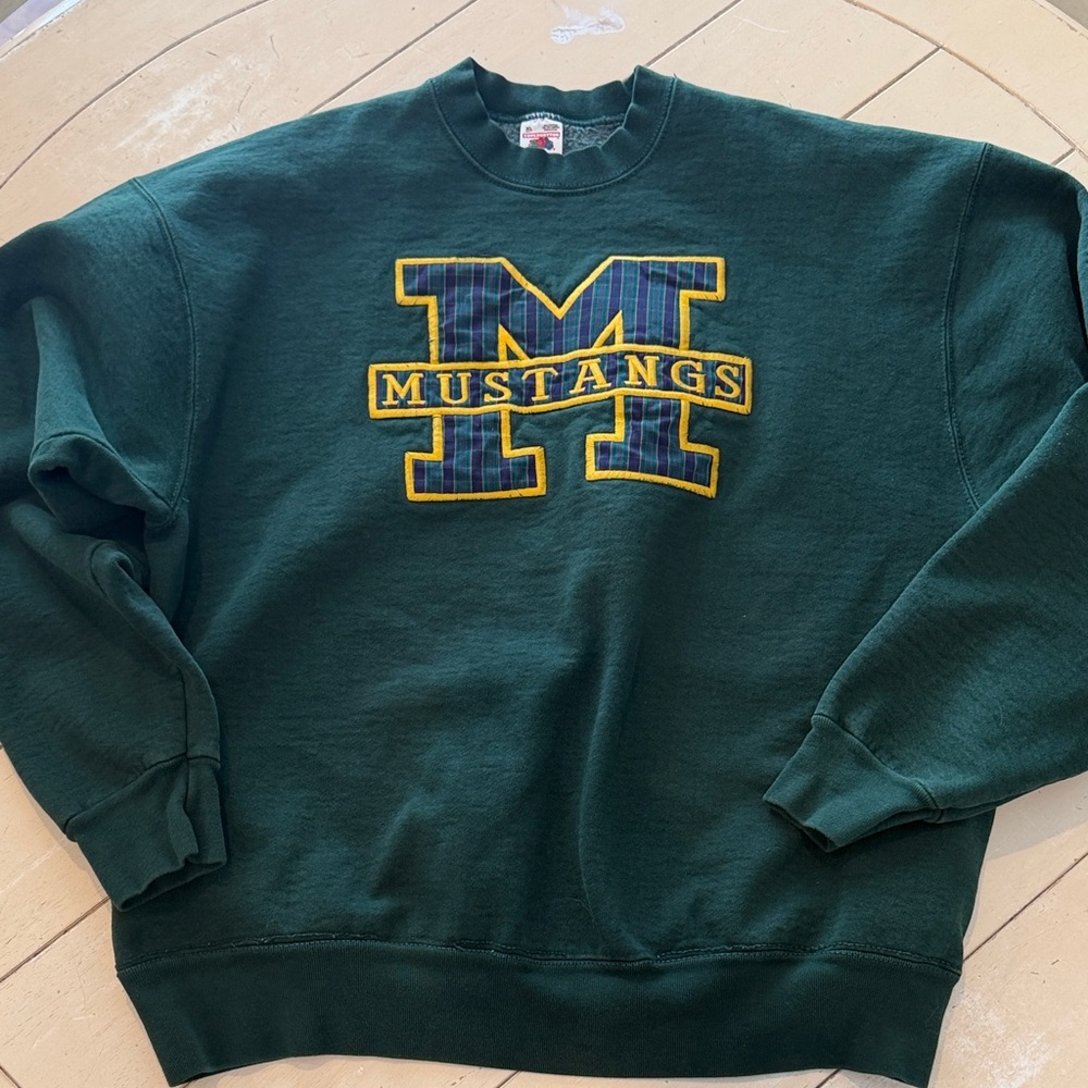 Mustangs Green Crewneck Sweatshirt - Classic Collegiate Pullover